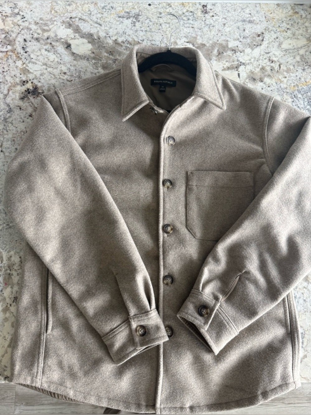 Men's Banana Republic Tan Wool-Blend Casual Button Jacket, Size Medium